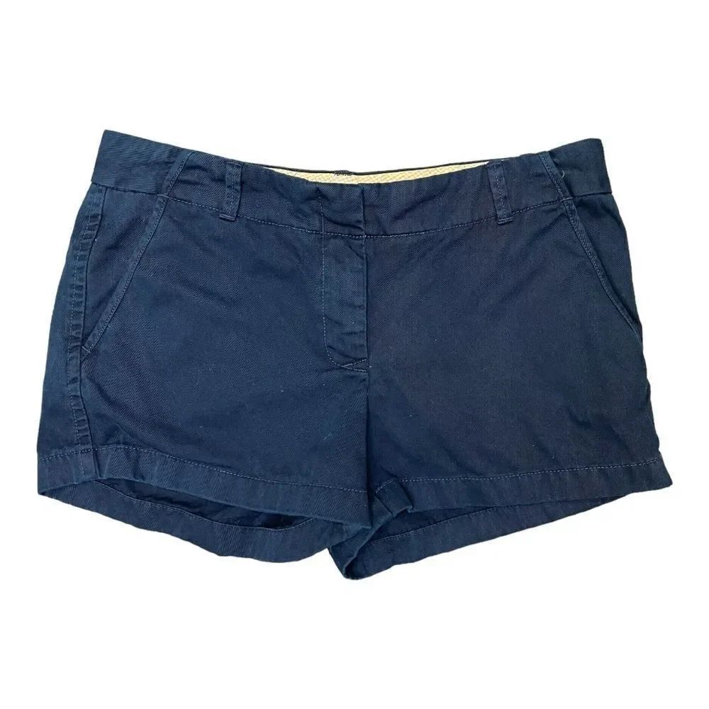 J.Crew Navy Blue Chino Shorts Size 8 100% Cotton EUC Classic Preppy Casual